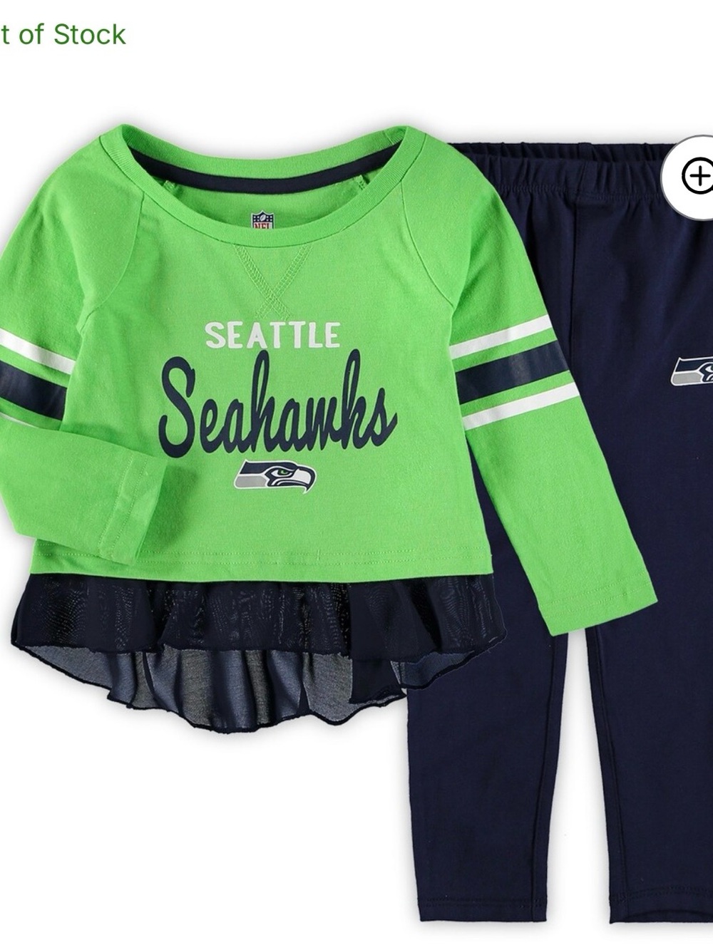 Neon Green/College Navy Seattle Seahawks Mini Formation Set 4T Like New